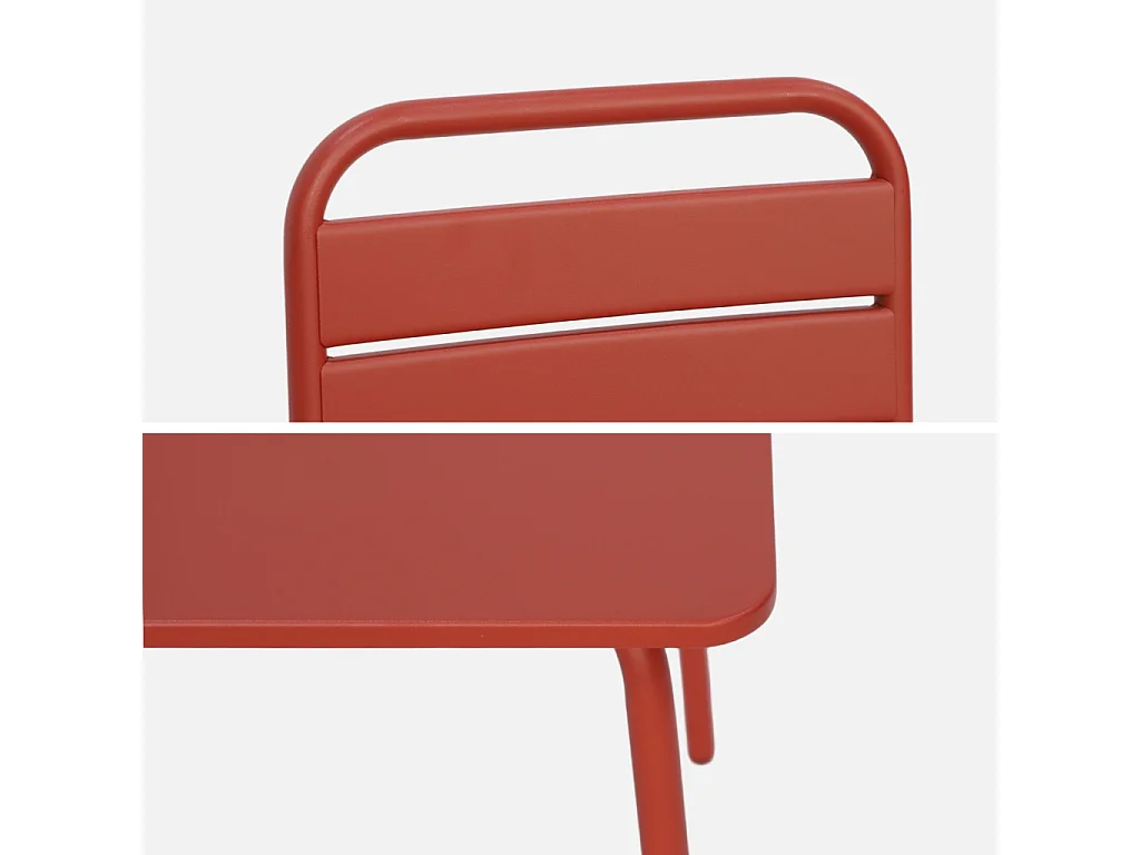 Set tavolino in metallo per bambini e 2 sedie, terracotta