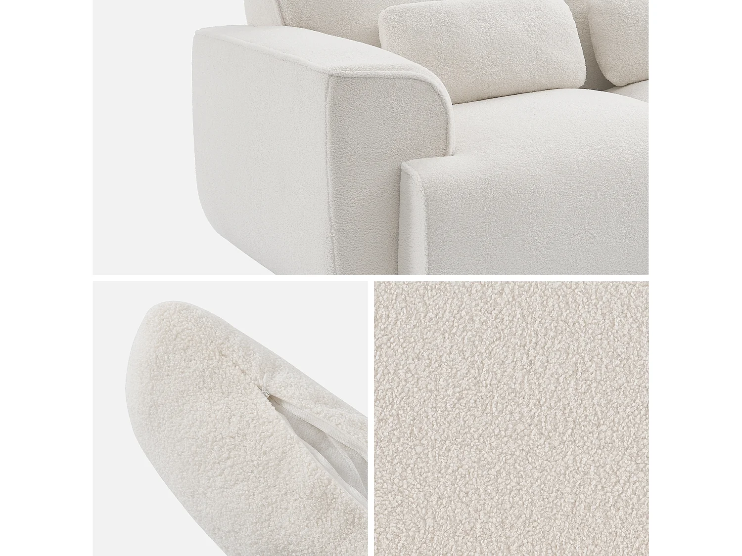 Sofá de 2 plazas en tejido borreguito crema