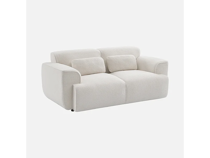 Divano a 2 posti in tessuto bouclé, bouclé bianco