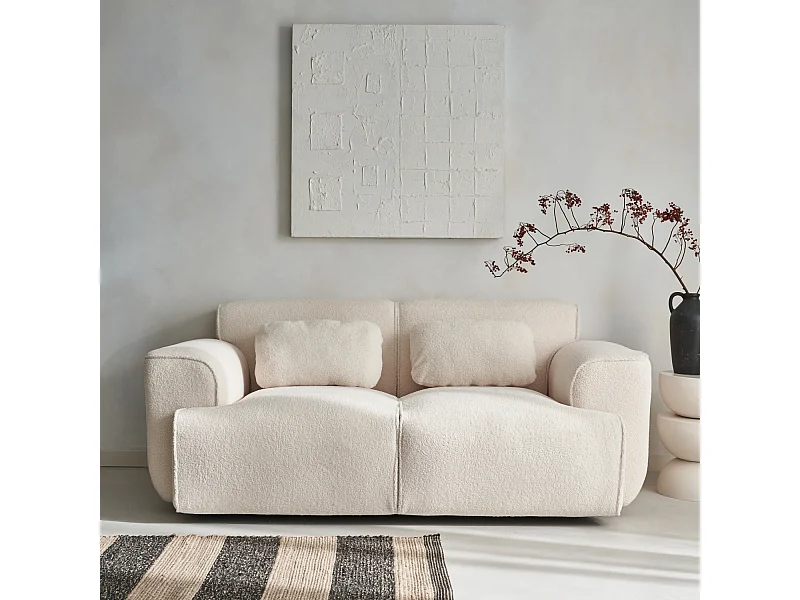 Divano a 2 posti in tessuto bouclé, bouclé bianco