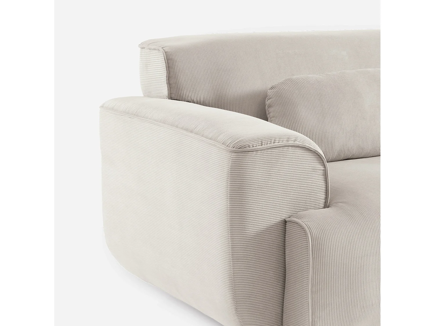 Canapé 3 places. tissu velours côtelé. 2 coussins déhoussables. Wallas  L 230 x P 98 x H 73cm