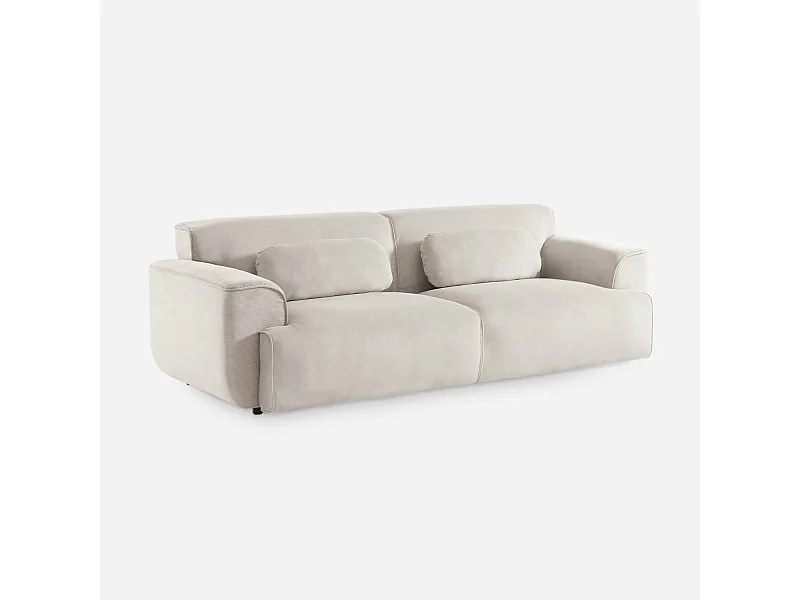 Canapé 3 places. tissu velours côtelé. 2 coussins déhoussables. Wallas  L 230 x P 98 x H 73cm