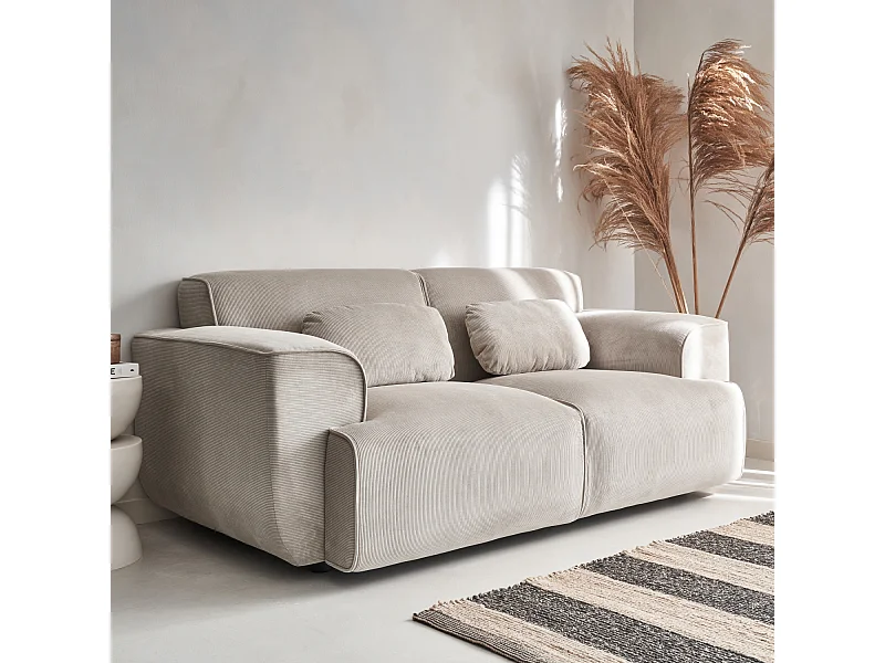 Sofá de pana de 2 plazas gris beige