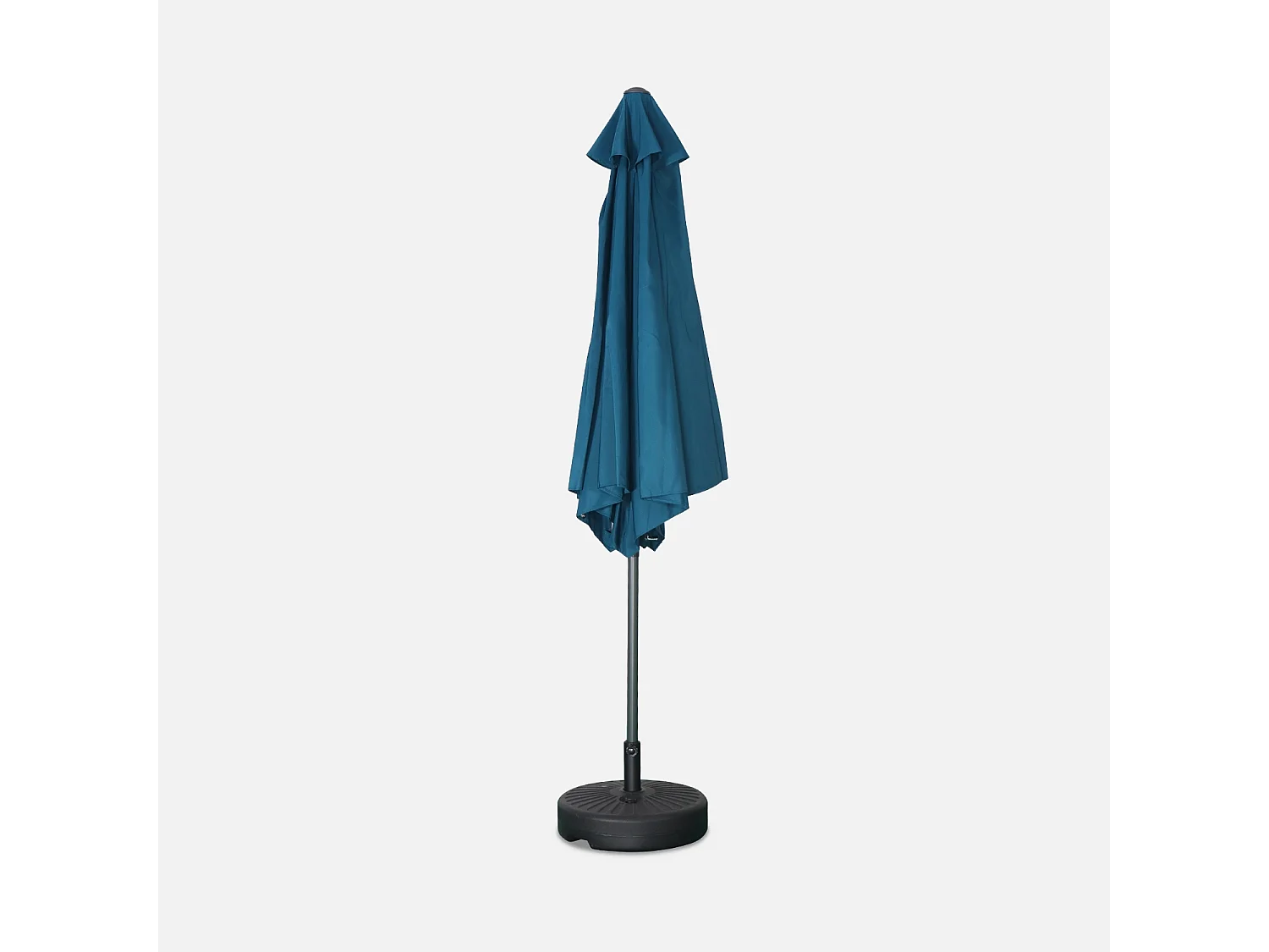 Parasol droit rond Ø300cm - Touquet Bleu canard - mât central en aluminium orientable et manivelle d'ouverture
