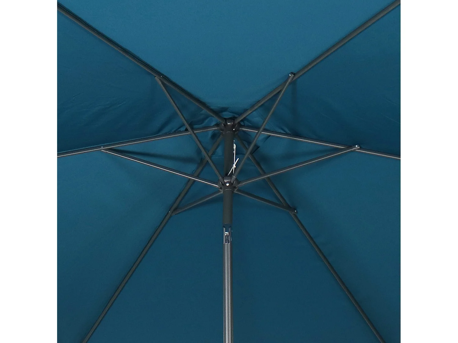 Parasol droit rond Ø300cm - Touquet Bleu canard - mât central en aluminium orientable et manivelle d'ouverture
