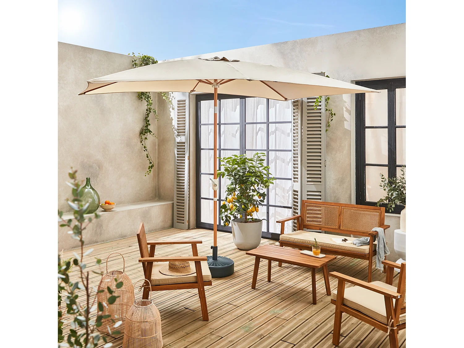 Ombrellone rettangolare 2x3m, sabbia