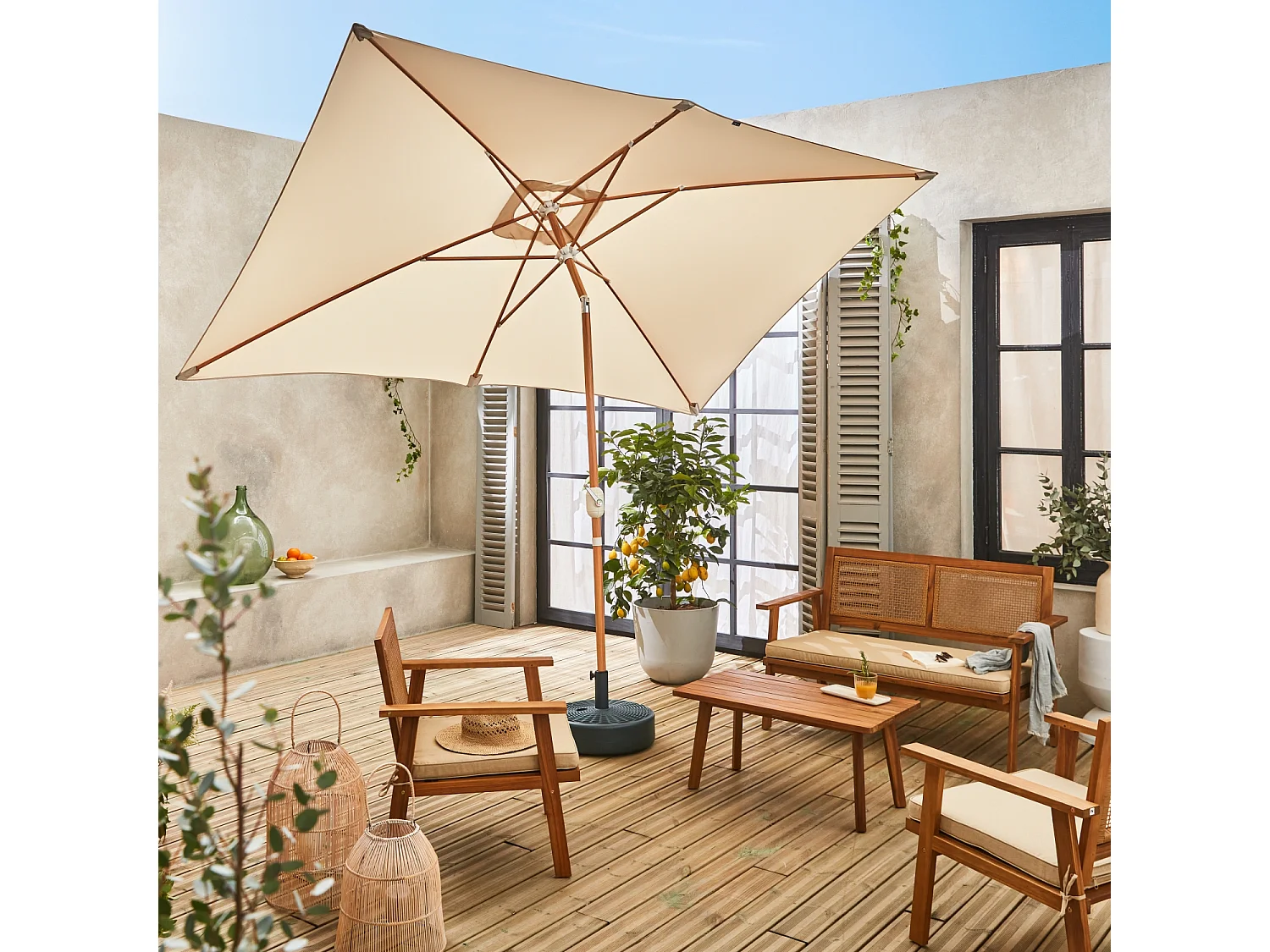 Ombrellone rettangolare 2x3m, sabbia