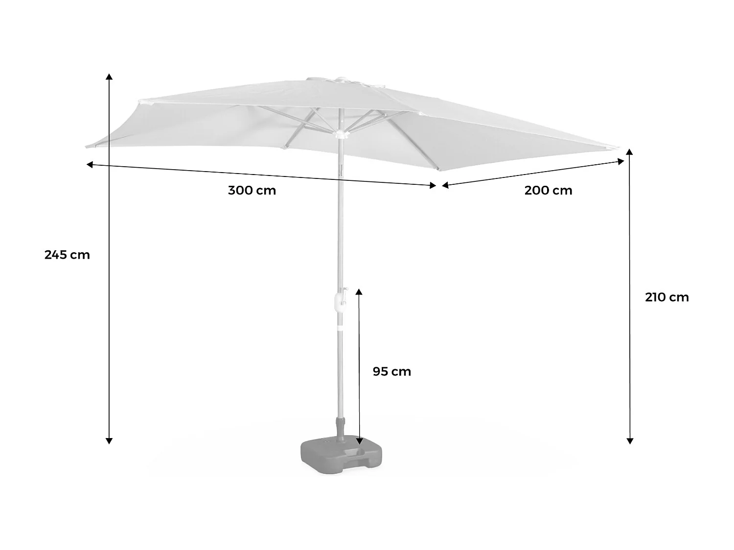 Ombrellone rettangolare 2x3m, sabbia
