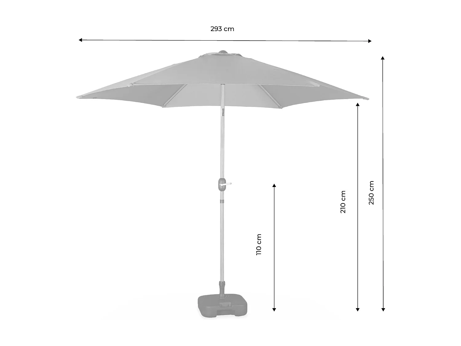 Parasol redondo 3m con mástil central arena