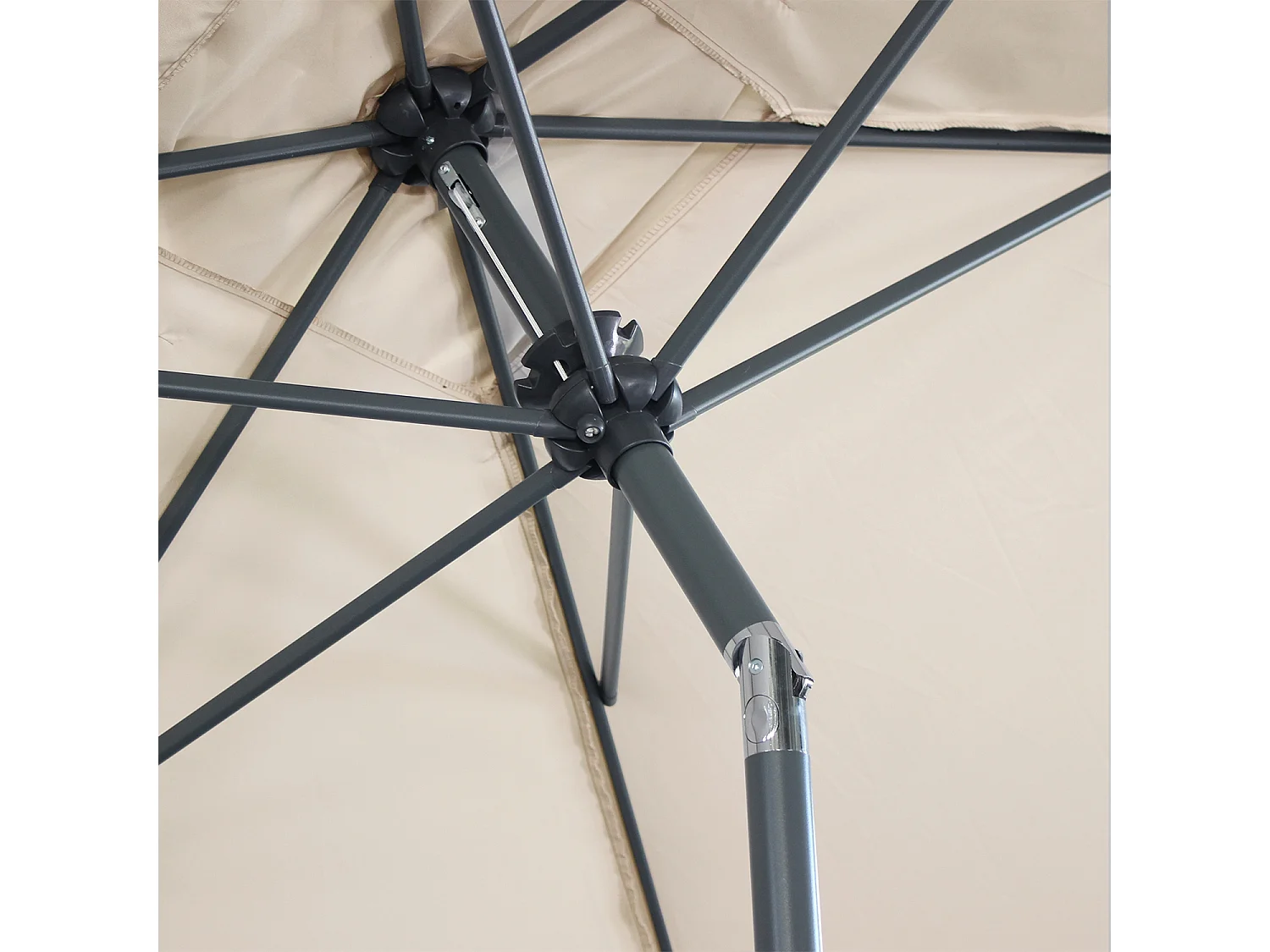 Parasol droit rectangulaire 2x3m - Touquet Sable - mât central en aluminium orientable et manivelle d'ouverture