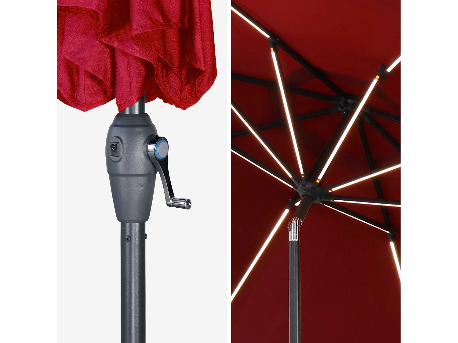 Parasol led redondo 2.7m rojo