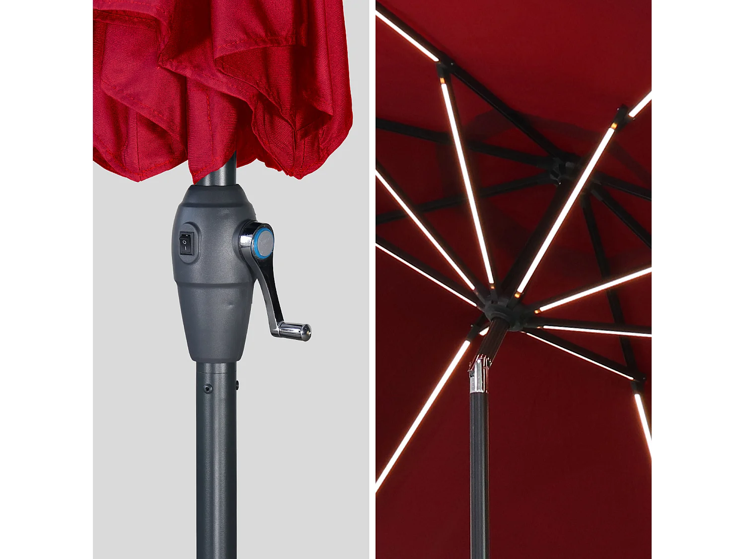 Parasol led redondo 2.7m rojo