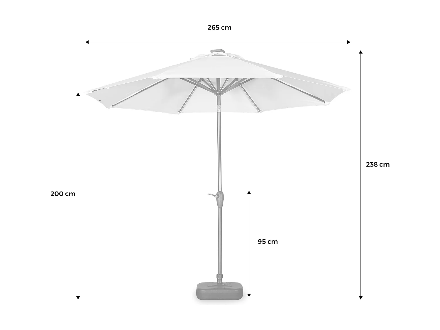 Parasol led redondo 2.7m rojo
