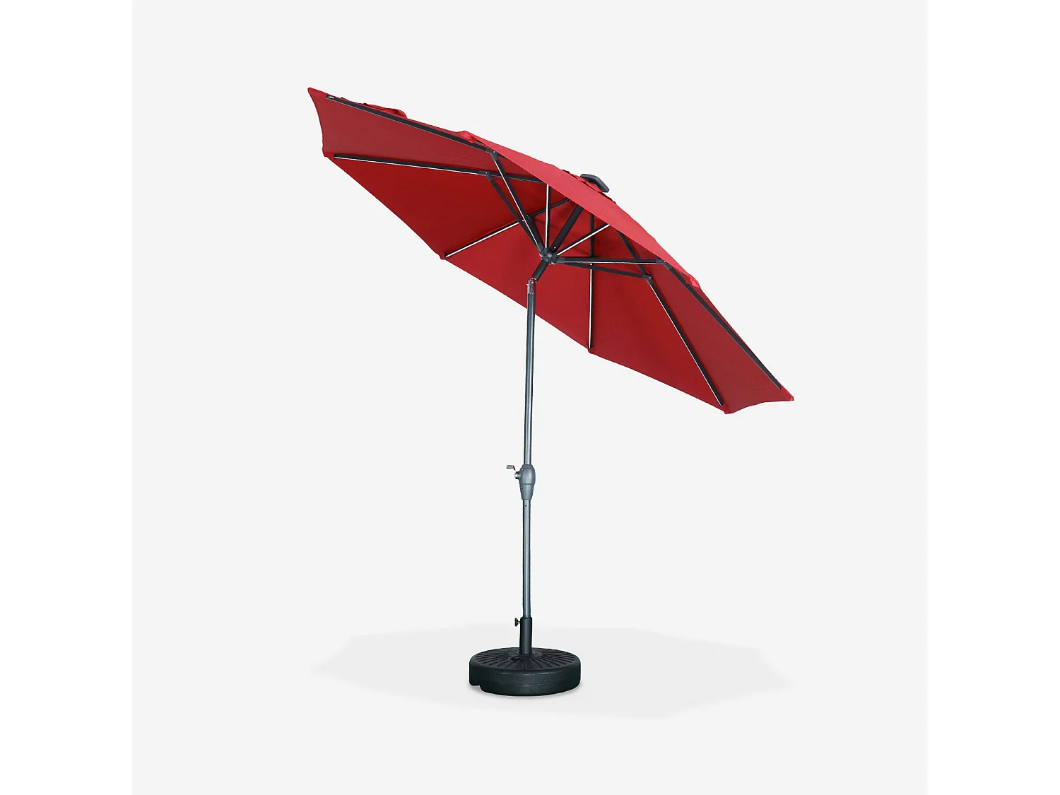 Ombrellone palo centrale  rotondo 2,7m  con luce led, rosso