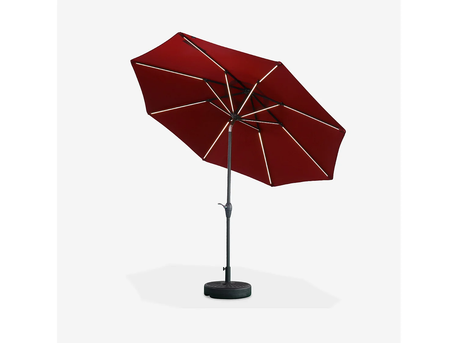 Ombrellone palo centrale  rotondo 2,7m  con luce led, rosso