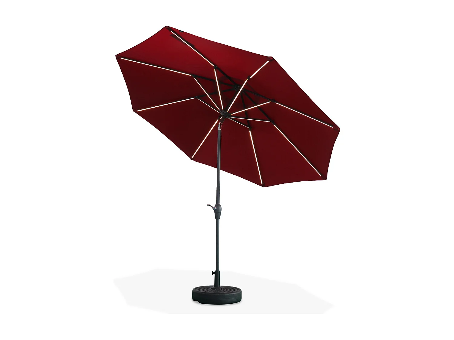 Ombrellone palo centrale  rotondo 2,7m  con luce led, rosso