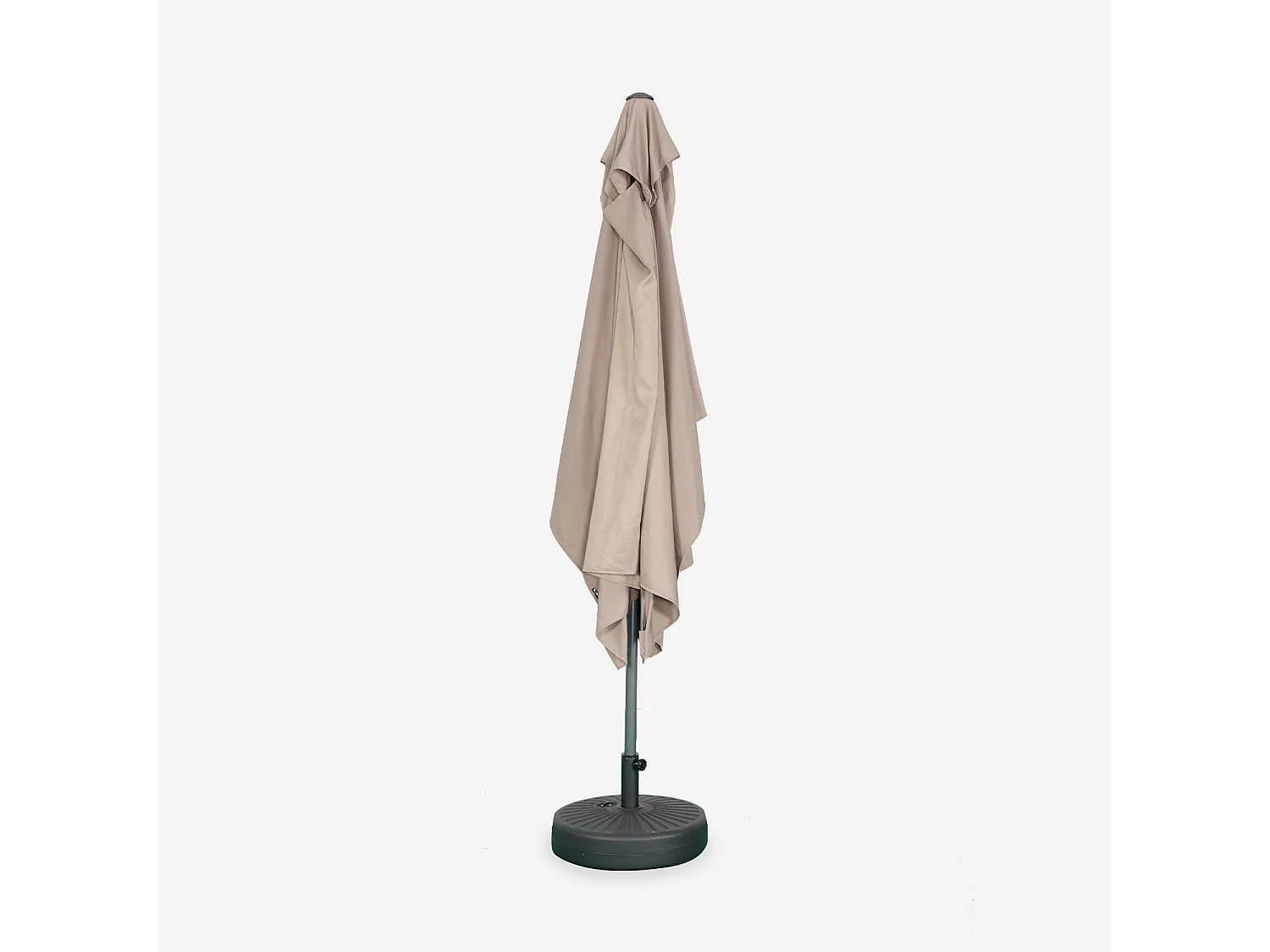 Parasol droit rectangulaire 2x3m - Touquet taupe - mât central en aluminium orientable et manivelle d'ouverture