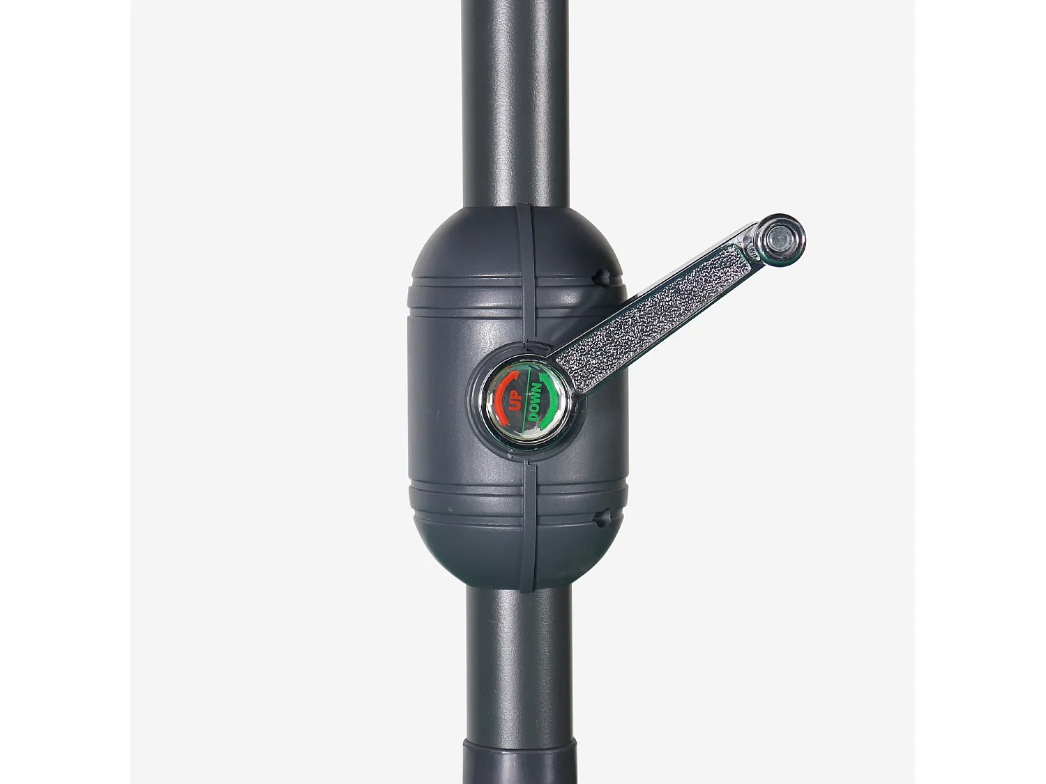 Parasol droit rectangulaire 2x3m - Touquet taupe - mât central en aluminium orientable et manivelle d'ouverture