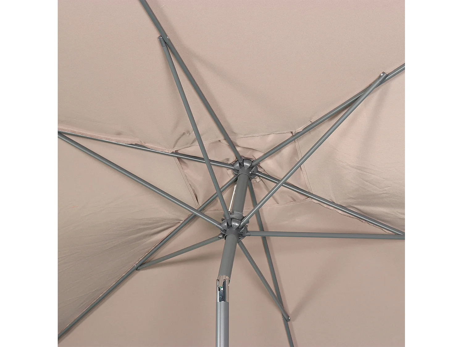 Parasol droit rectangulaire 2x3m - Touquet taupe - mât central en aluminium orientable et manivelle d'ouverture