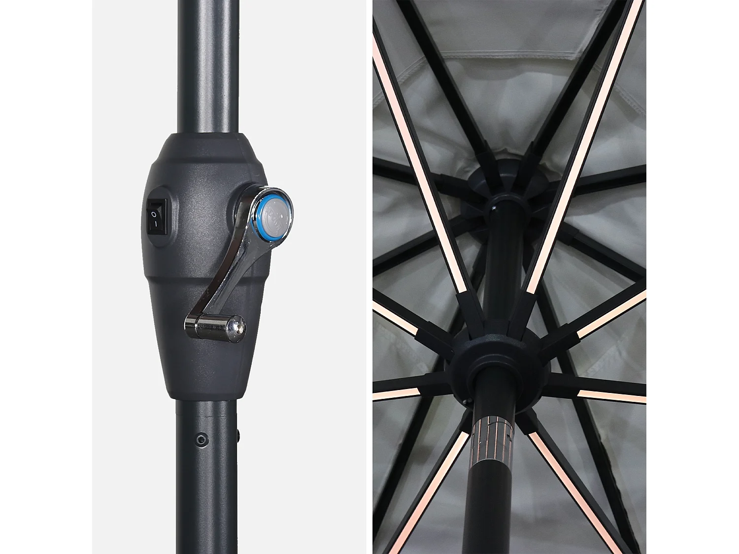 Parasol led redondo 2.7m crudo