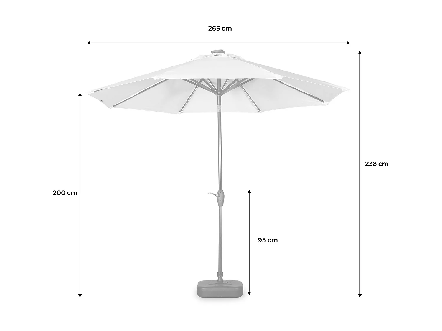 Parasol led redondo 2.7m crudo