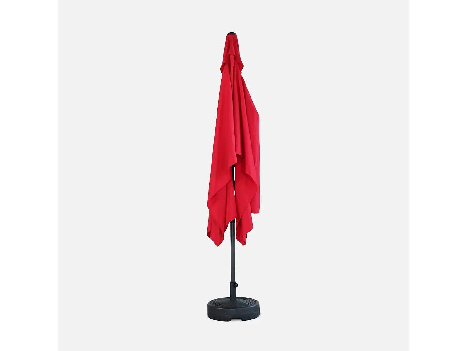 Parasol droit rectangulaire 2x3m - Touquet Rouge - mât central en aluminium orientable et manivelle d'ouverture