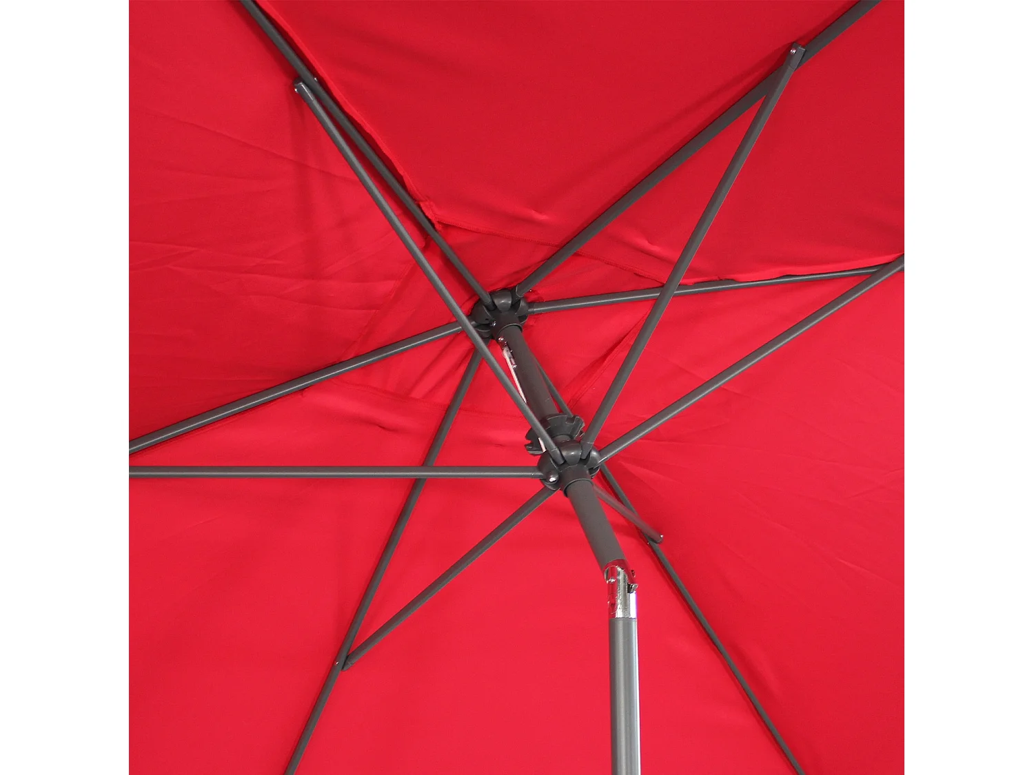 Parasol droit rectangulaire 2x3m - Touquet Rouge - mât central en aluminium orientable et manivelle d'ouverture
