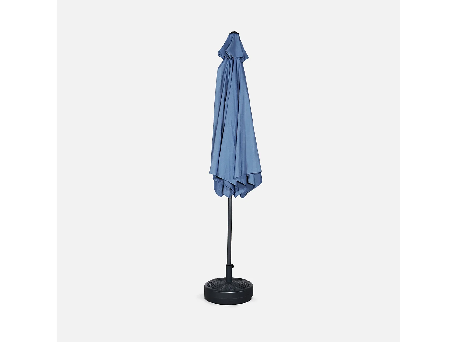 Parasol droit rond Ø300cm - Touquet Bleu grisé - mât central en aluminium orientable et manivelle d'ouverture