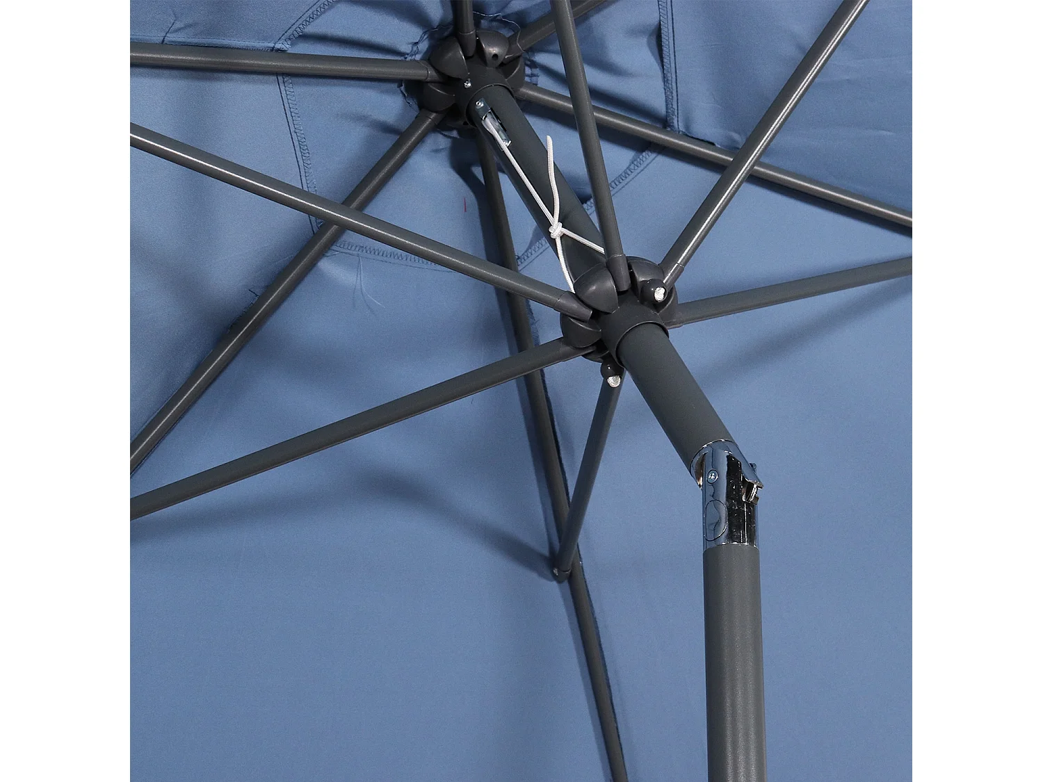 Parasol droit rond Ø300cm - Touquet Bleu grisé - mât central en aluminium orientable et manivelle d'ouverture