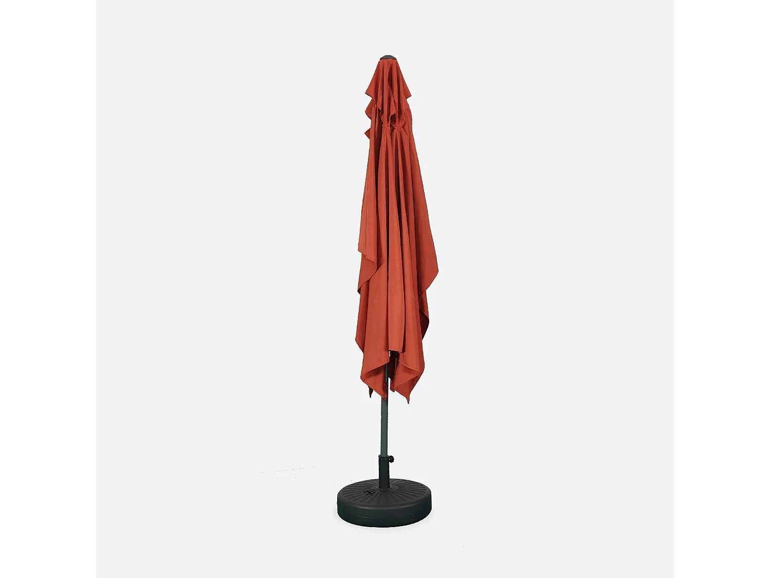 Parasol droit rectangulaire 2x3m - Touquet terracotta - mât central en aluminium orientable et manivelle d'ouverture