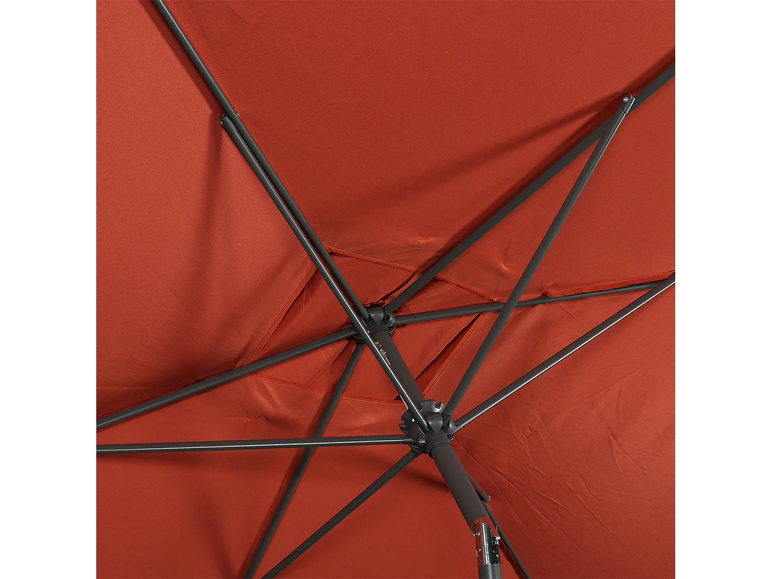 Parasol droit rectangulaire 2x3m - Touquet terracotta - mât central en aluminium orientable et manivelle d'ouverture