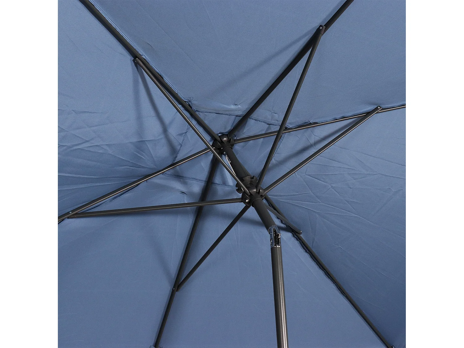 Parasol droit rectangulaire 2x3m - Touquet bleu grisé - mât central en aluminium orientable et manivelle d'ouverture