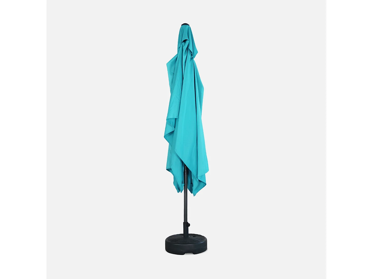 Parasol droit rectangulaire 2x3m - Touquet Turquoise - mât central en aluminium orientable et manivelle d'ouverture