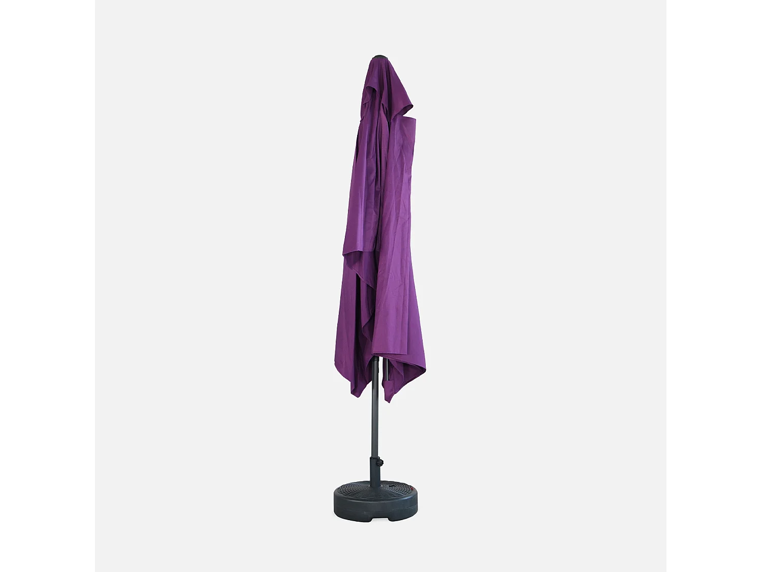 Parasol droit rectangulaire 2x3m - Touquet Prune - mât central en aluminium orientable et manivelle d'ouverture