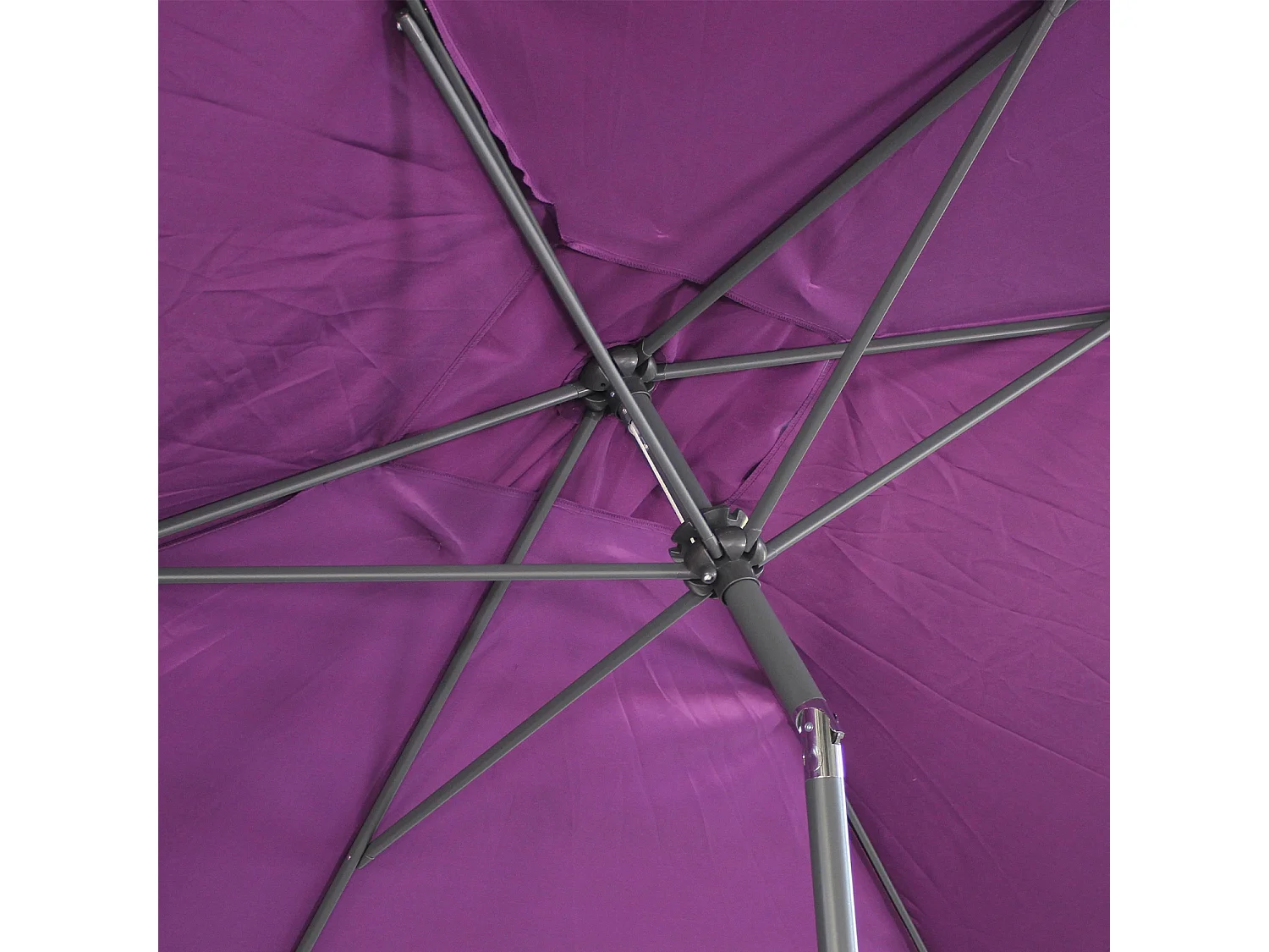 Parasol droit rectangulaire 2x3m - Touquet Prune - mât central en aluminium orientable et manivelle d'ouverture