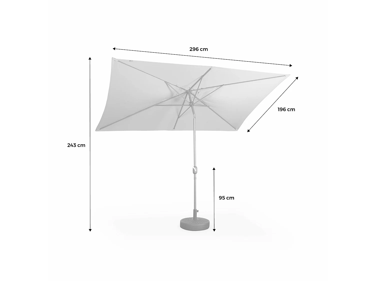 Ombrellone rettangolare, 2x3m, viola