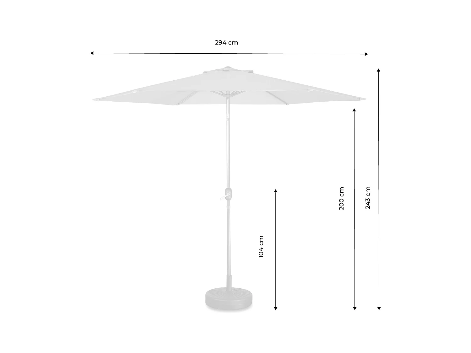 Ombrellone palo centrale  rotondo 300cm  in legno, turchese