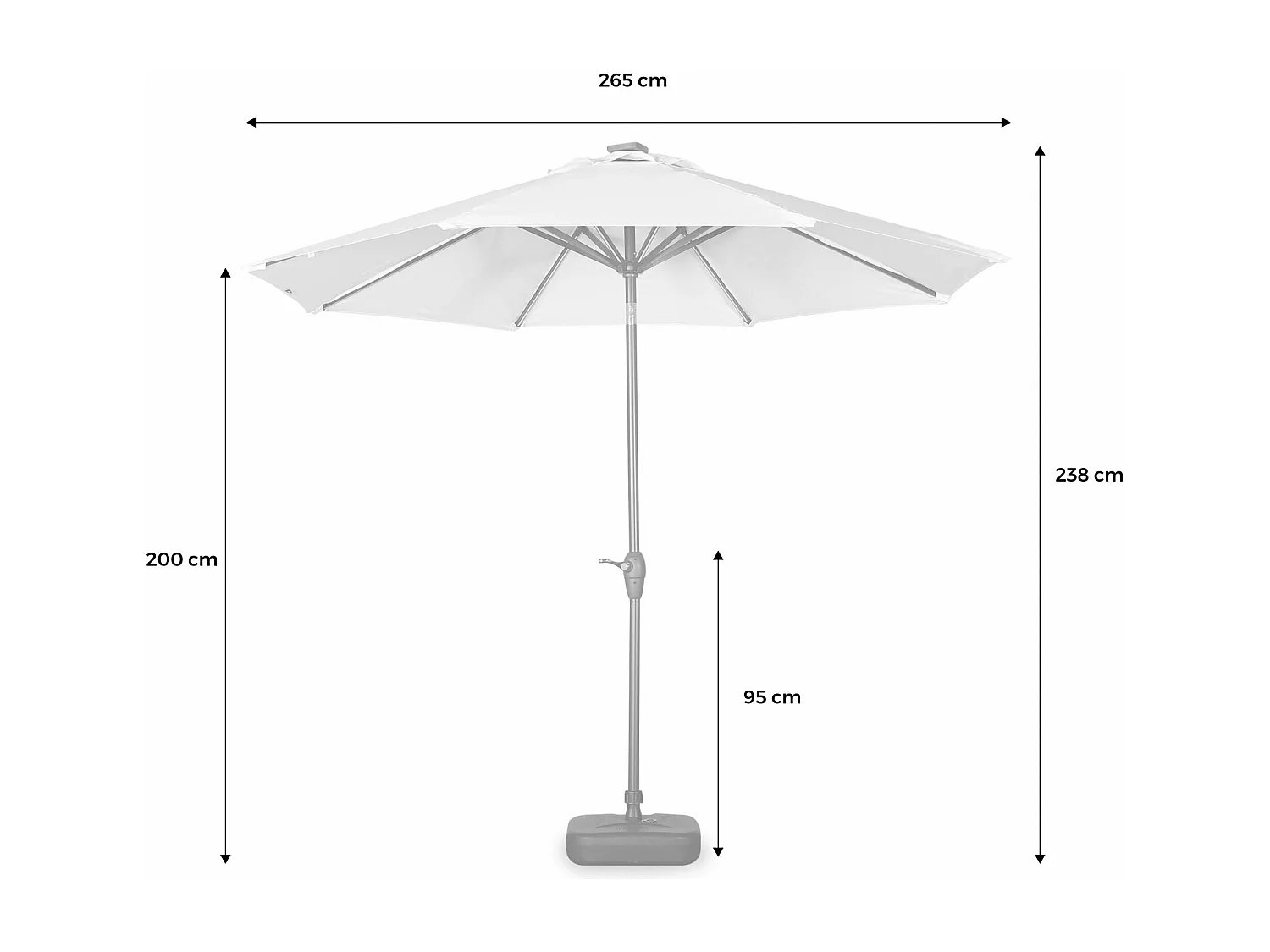 Parasol led redondo 2.7m gris