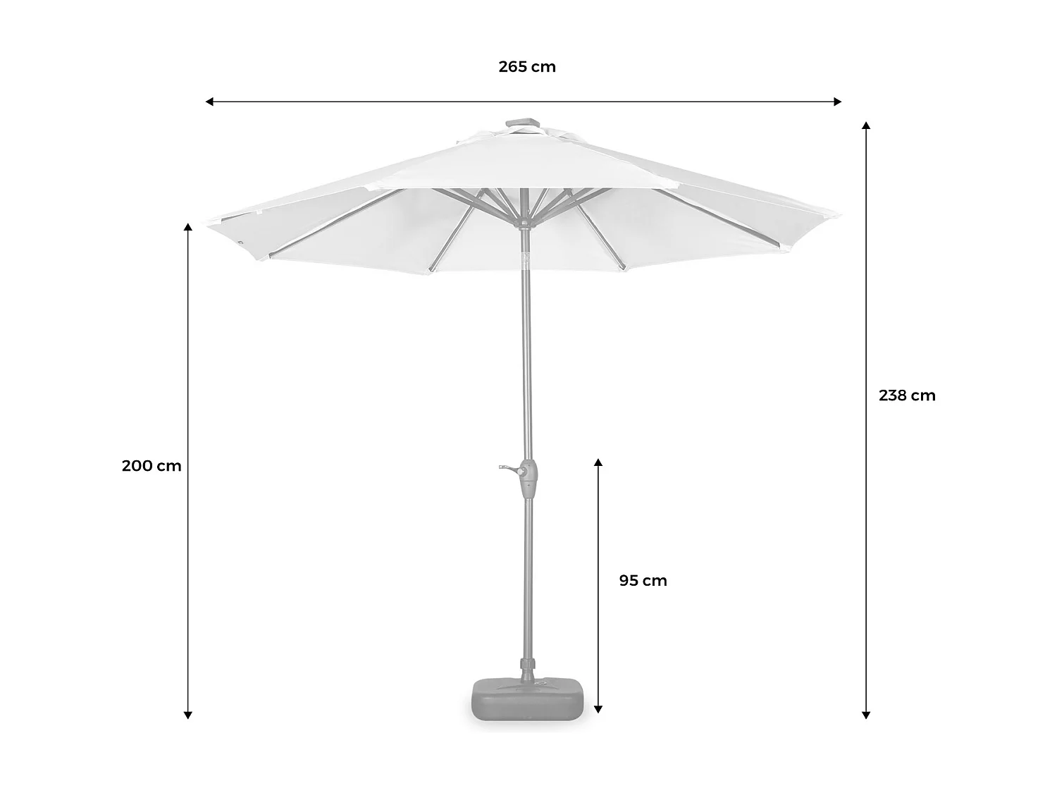Parasol led redondo 2.7m gris