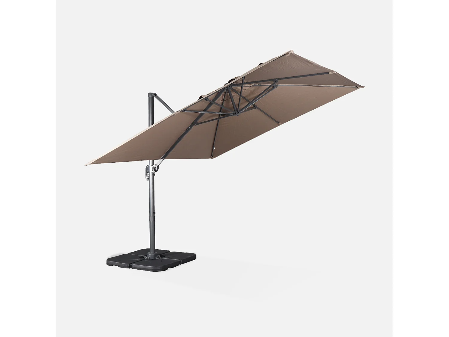Ombrellone rettangolare decentrato in alluminio 3x3m, beige