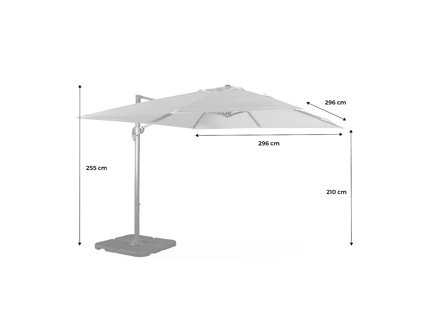 Ombrellone rettangolare decentrato in alluminio 3x3m, beige