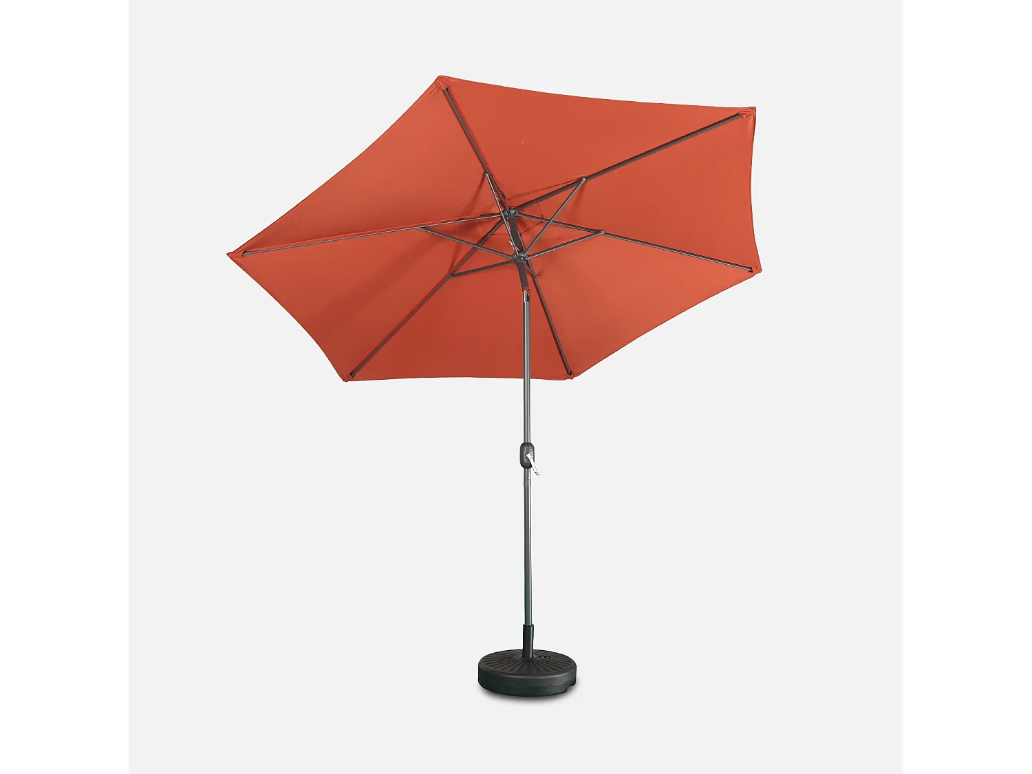 Parasol rectangular poste efecto madera, 3x3m terracota
