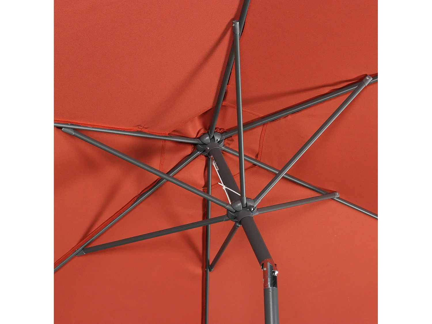 Parasol rectangular poste efecto madera, 3x3m terracota