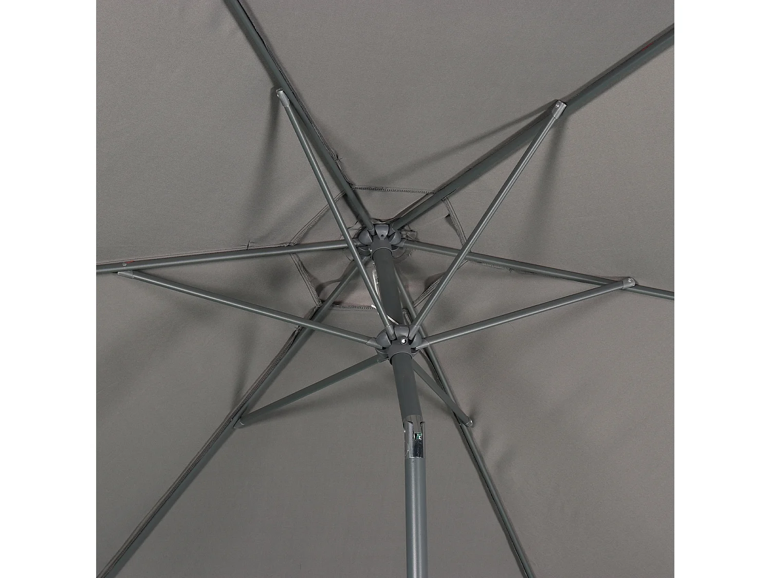 Parasol droit rond Ø300cm - Touquet Gris - mât central en aluminium orientable et manivelle d'ouverture