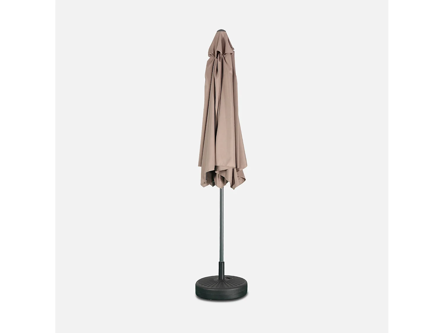 Parasol droit rond Ø300cm - Touquet Taupe - mât central en aluminium orientable et manivelle d'ouverture