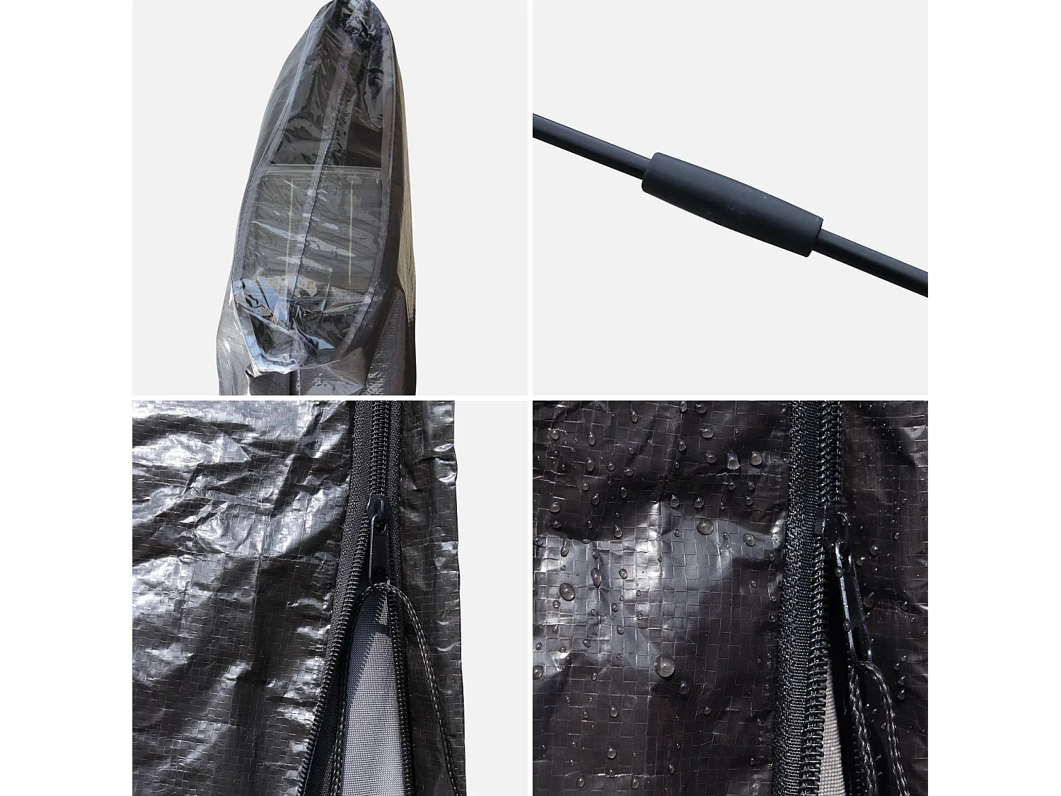 Housse pour parasol Luce et Pyla LED - noire - avec fenêtre. fermeture éclair et tige de mise en place