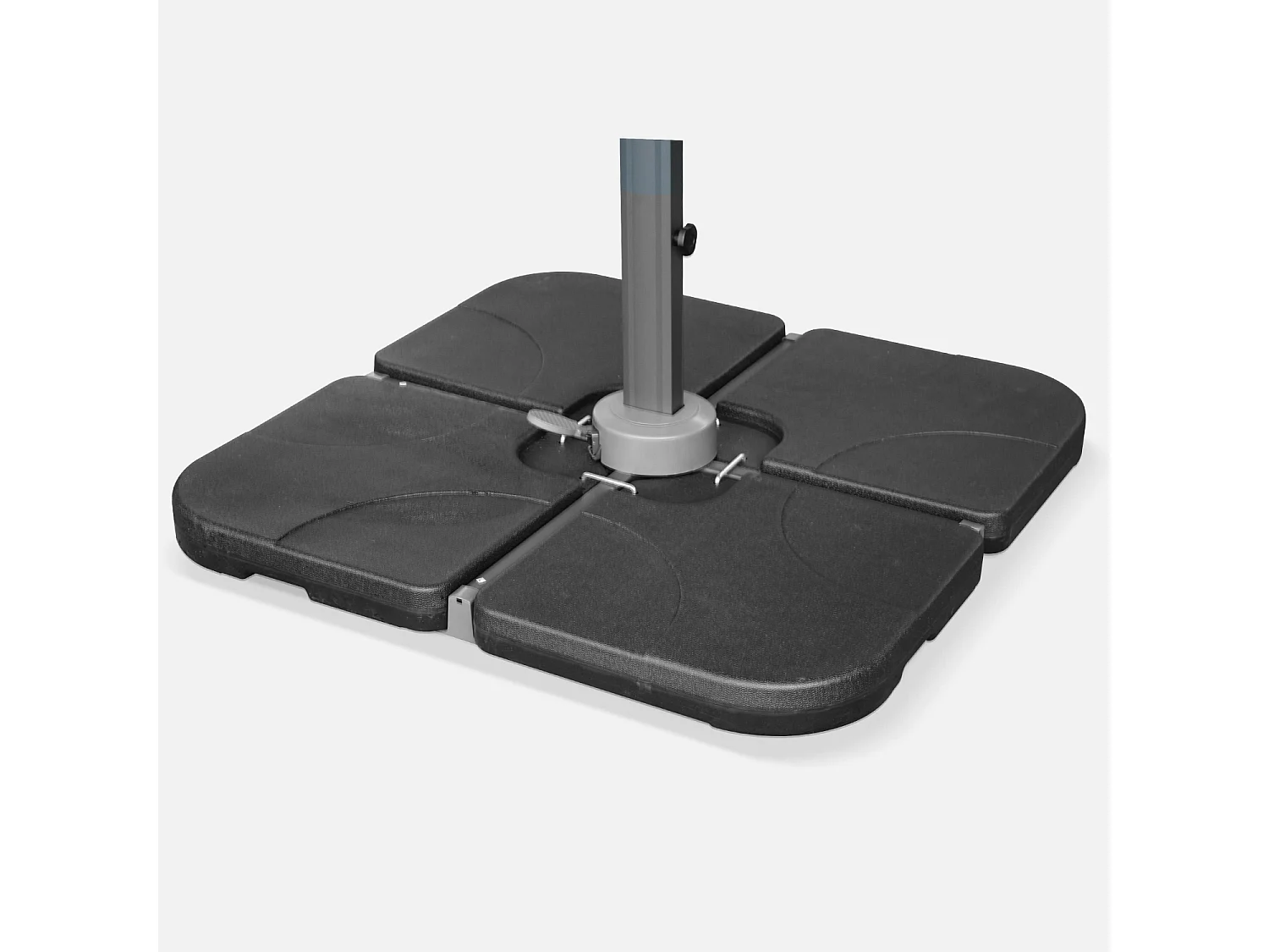 Base per ombrellone  set di 4 lastre quadrate, nero