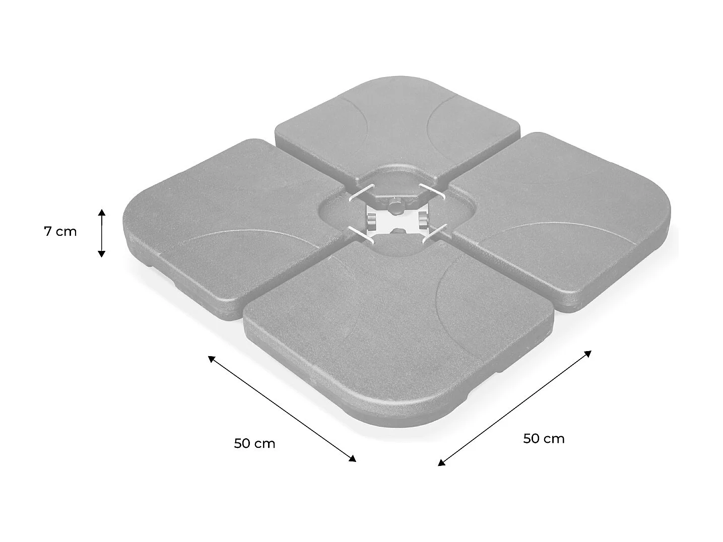 Base per ombrellone  set di 4 lastre quadrate, nero