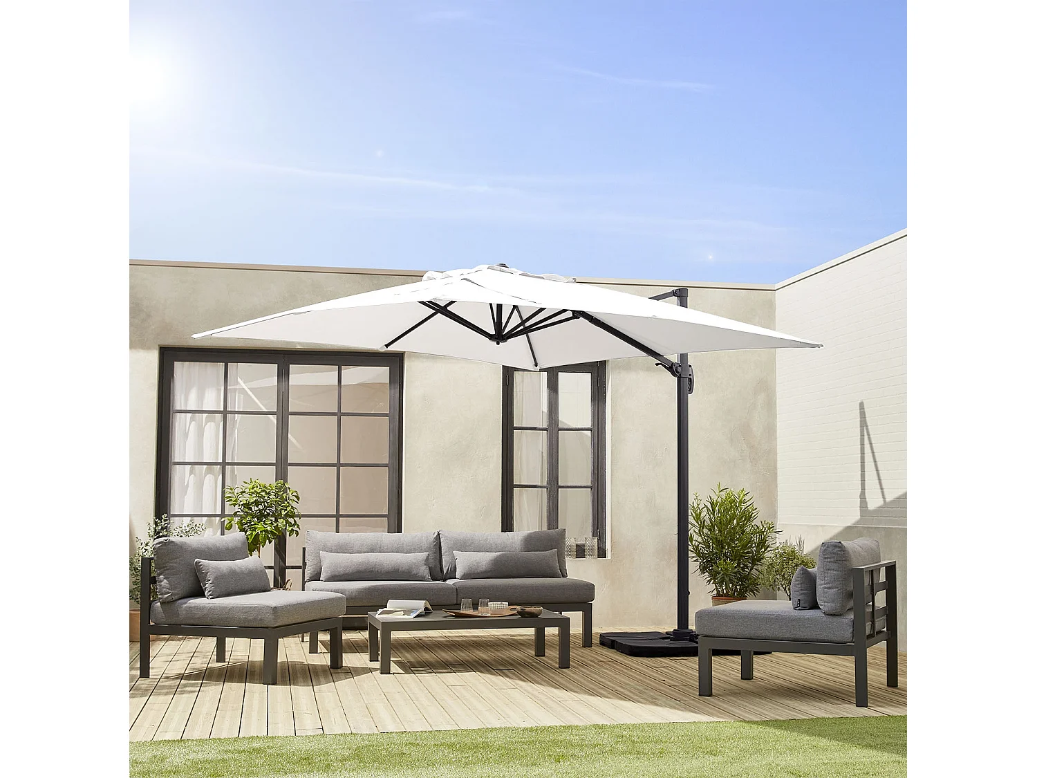 Lona de 3x3m sombrilla cuadrada desplazada crudo