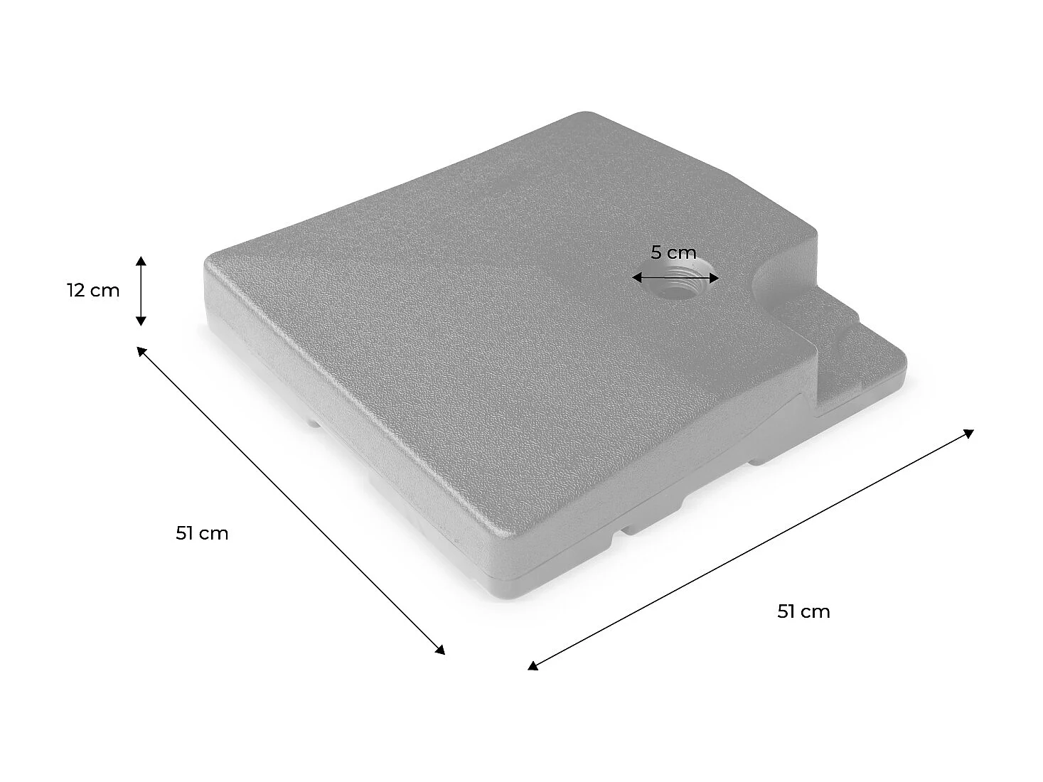Lastra appesantita per ombrellone 51x51cm (set di 4), nero